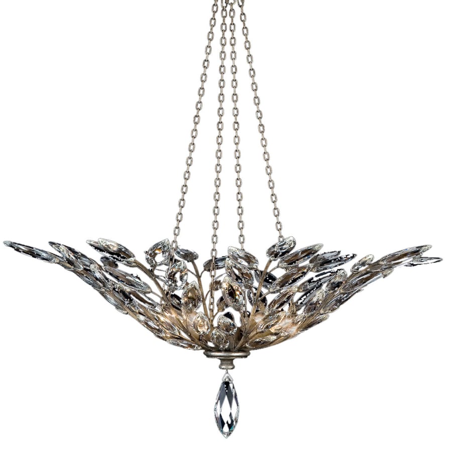 Fine Art Handcrafted Lighting Crystal Laurel Four-Light Foyer Pendant with Bold-Cut Stylized Crystal Leaves