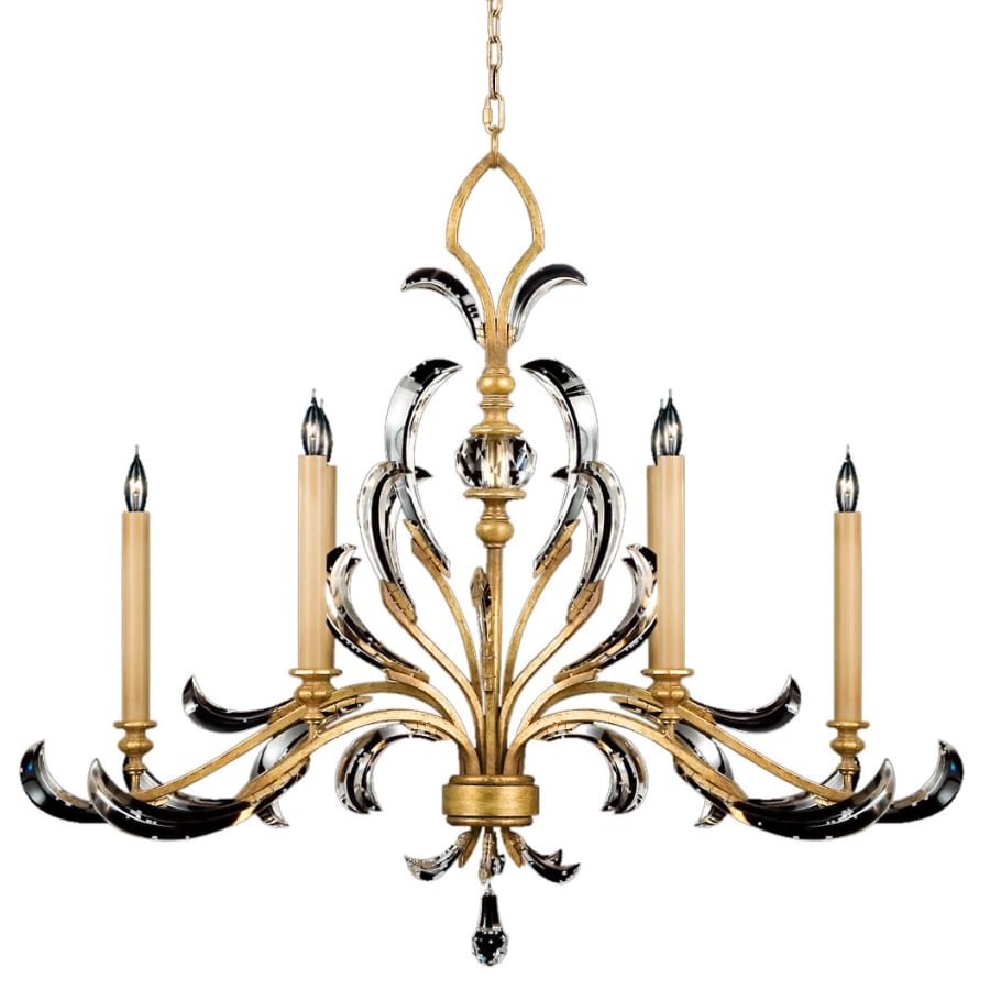 Fine Art Handcrafted Lighting Beveled Arcs Gold Six-Light Single-Tier Beveled Crystal Chandelier