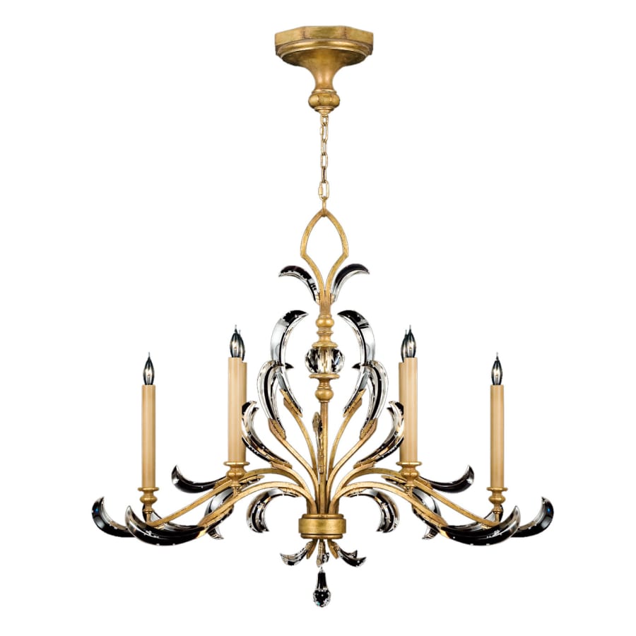 Fine Art Handcrafted Lighting Beveled Arcs Gold Six-Light Single-Tier Beveled Crystal Chandelier