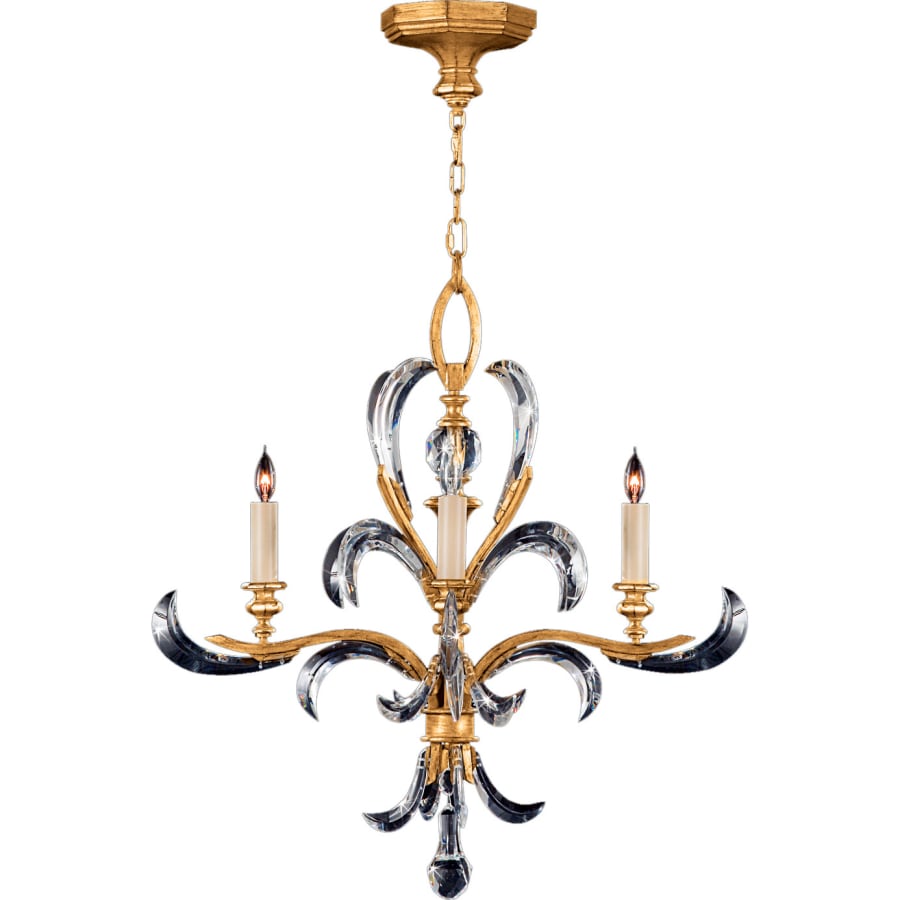 Fine Art Handcrafted Lighting Beveled Arcs Gold Four-Light Single-Tier Beveled Crystal Chandelier