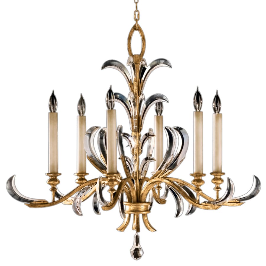 Fine Art Handcrafted Lighting Beveled Arcs Gold Six-Light Single-Tier Beveled Crystal Chandelier