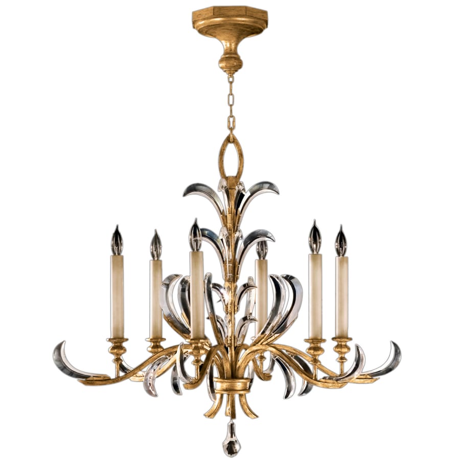 Fine Art Handcrafted Lighting Beveled Arcs Gold Six-Light Single-Tier Beveled Crystal Chandelier