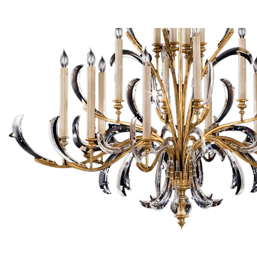 Fine Art Handcrafted Lighting Beveled Arcs Gold Sixteen-Light Two-Tier Beveled Crystal Chandelier