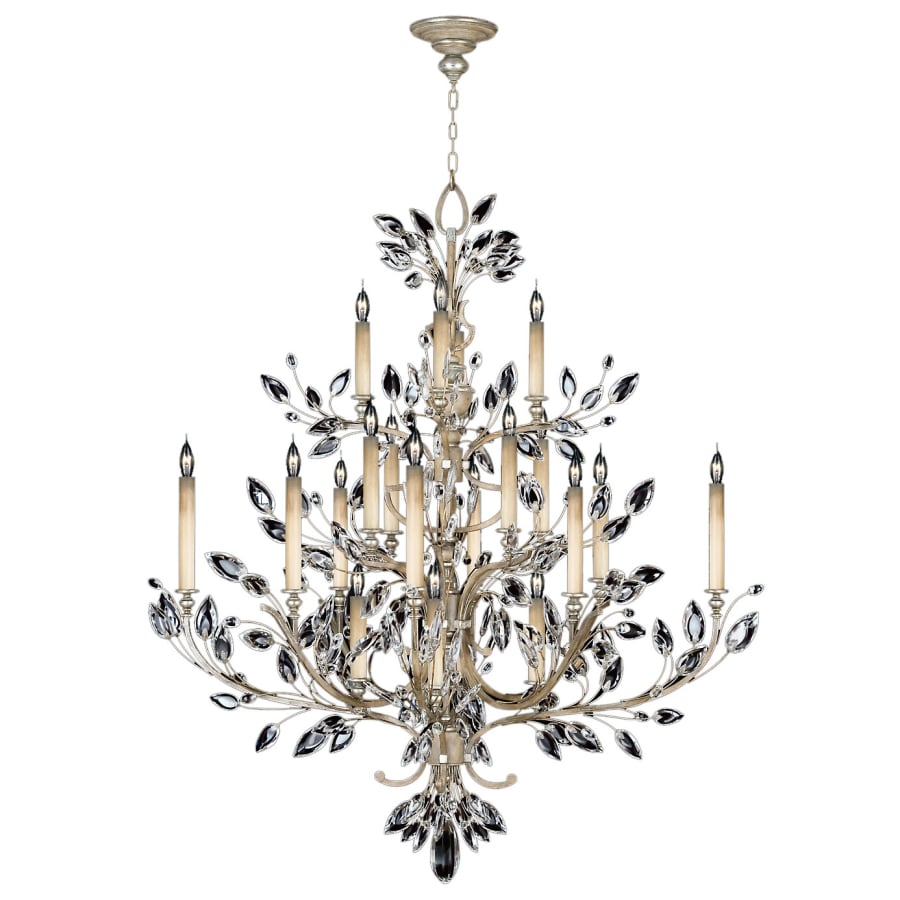 Fine Art Handcrafted Lighting Crystal Laurel Twenty-Light Two-Tier Chandelier with Bold-Cut Stylized Crystal Leaves