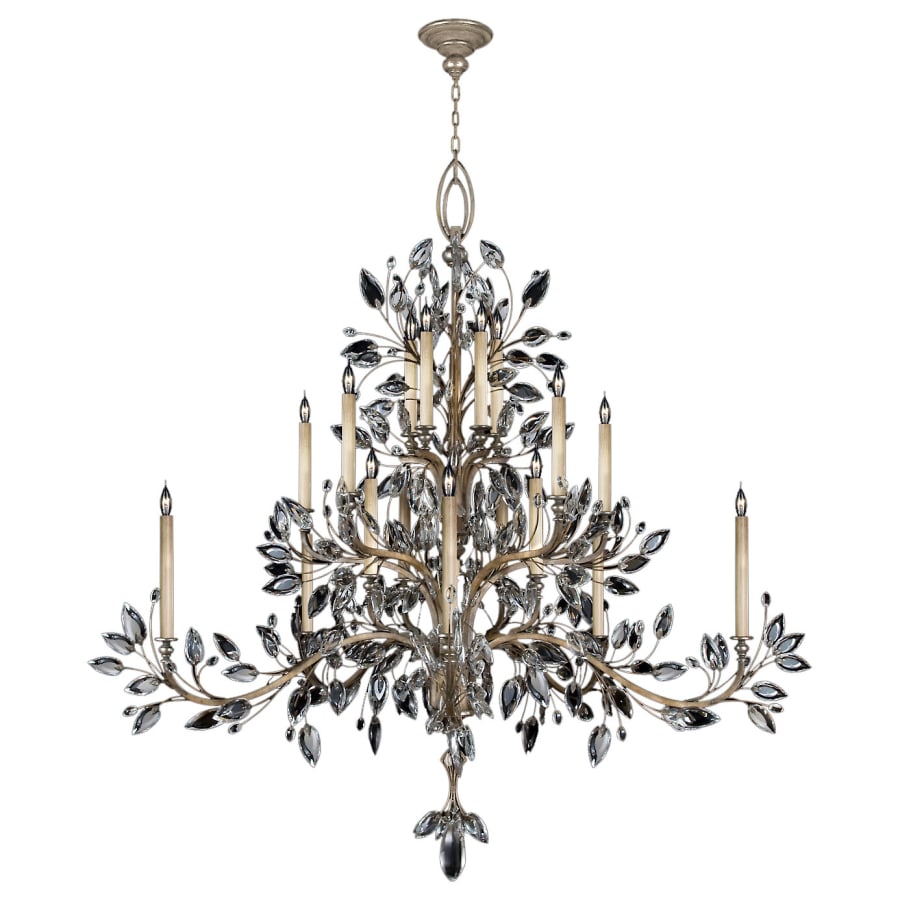 Fine Art Handcrafted Lighting Crystal Laurel Twenty-Light Three-Tier Chandelier with Bold-Cut Stylized Crystal Leaves