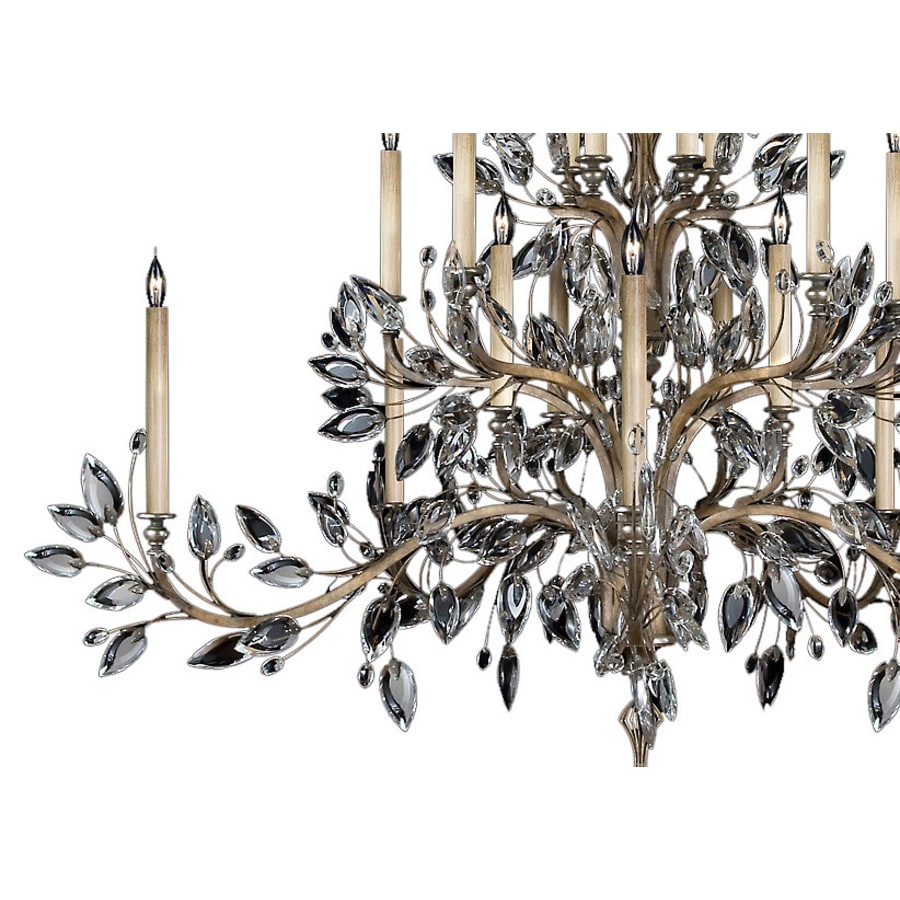 Fine Art Handcrafted Lighting Crystal Laurel Twenty-Light Three-Tier Chandelier with Bold-Cut Stylized Crystal Leaves