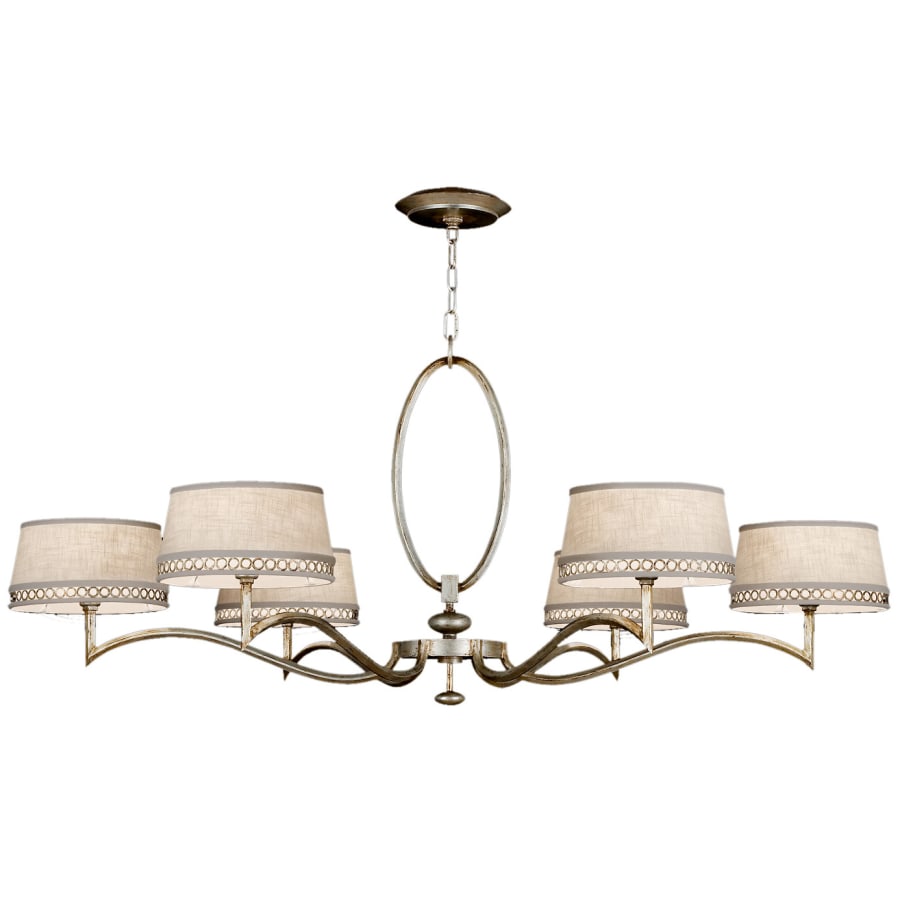 Fine Art Handcrafted Lighting Allegretto Silver Six-Light Single-Tier Chandelier with White Textured Linen Shades