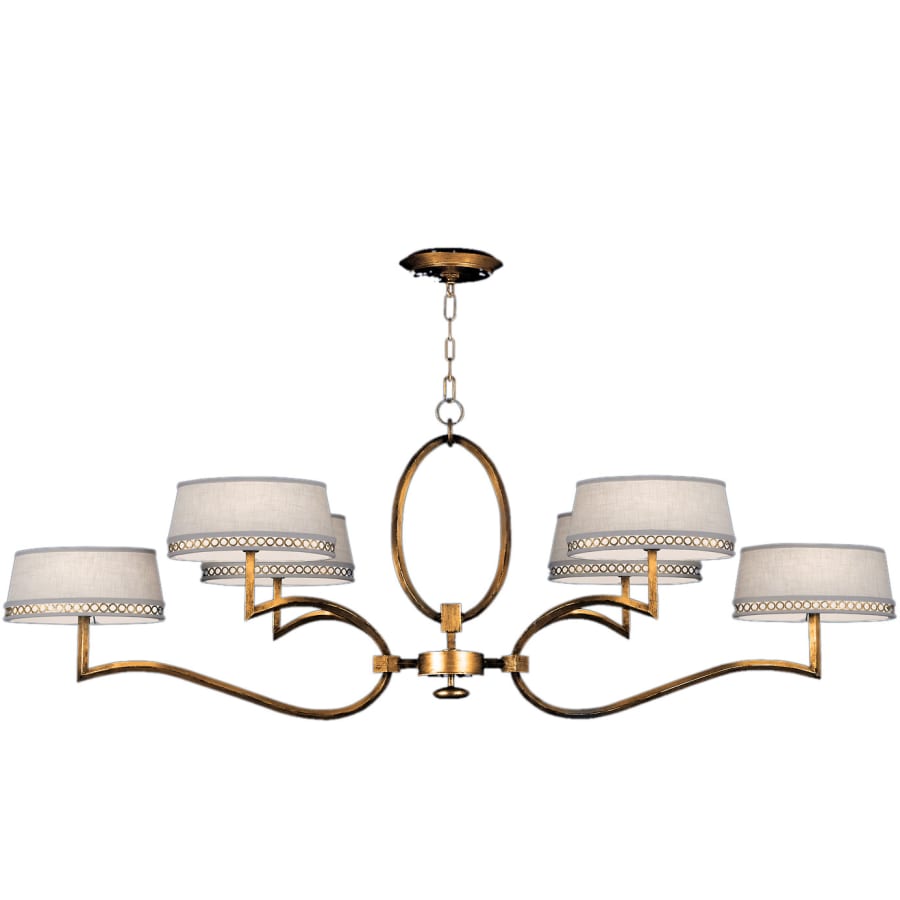Fine Art Handcrafted Lighting Allegretto Gold Six-Light 2 Tier Chandelier with White Textured Linen Shades