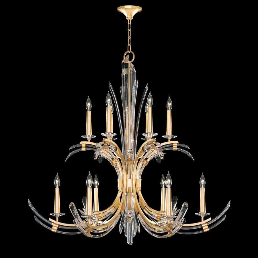 Fine Art Handcrafted Lighting Trevi 12 Light 42" Wide Crystal Abstract Chandelier