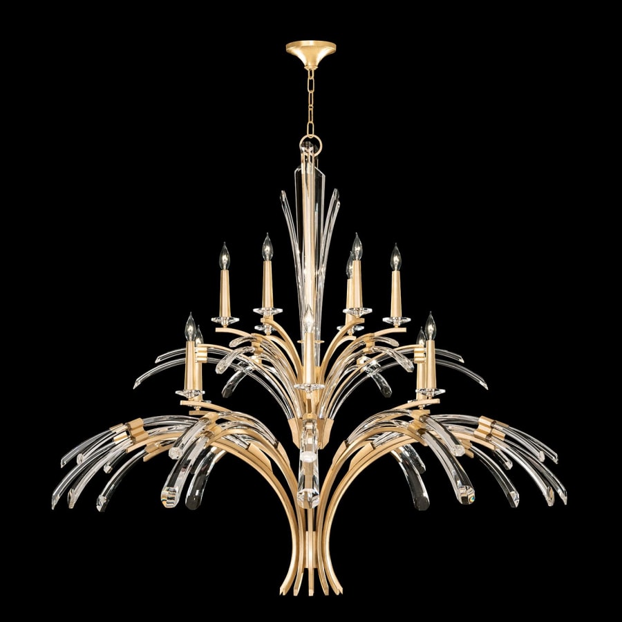 Fine Art Handcrafted Lighting Trevi 12 Light 56" Wide Crystal Abstract Chandelier