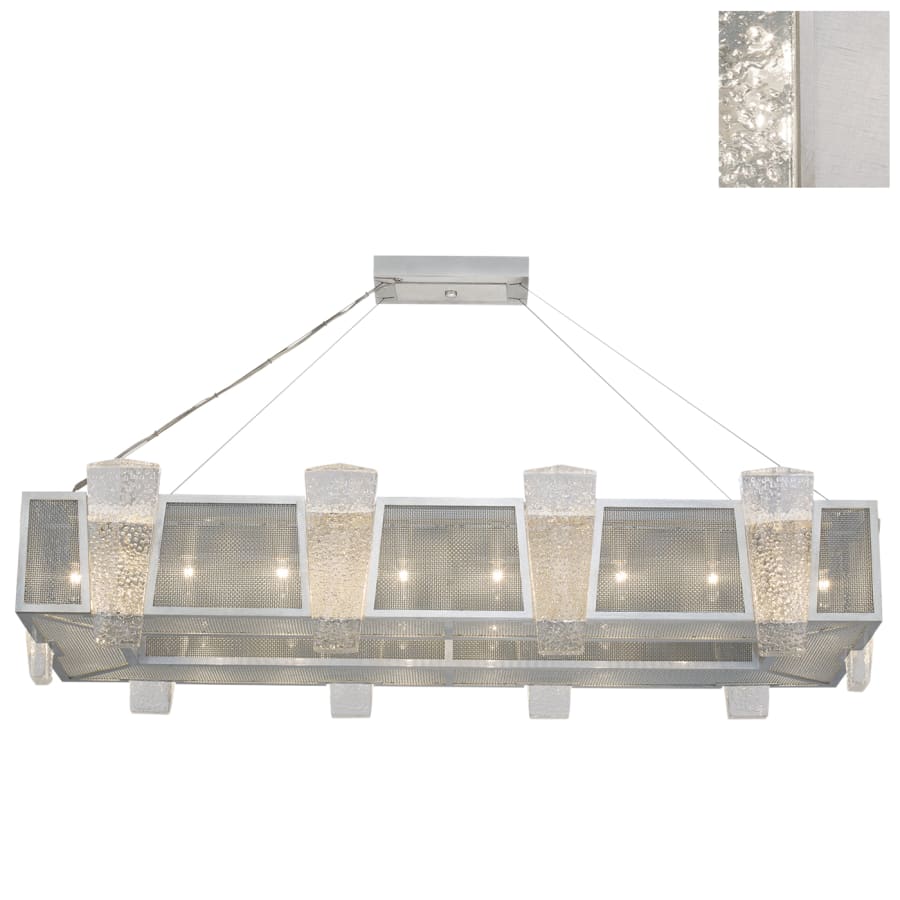 Fine Art Handcrafted Lighting Crownstone 16 Light 52" Wide Linear Chandelier with Metal Mesh Shade