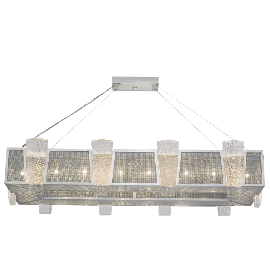 Fine Art Handcrafted Lighting Crownstone 16 Light 52" Wide Linear Chandelier with Metal Mesh Shade