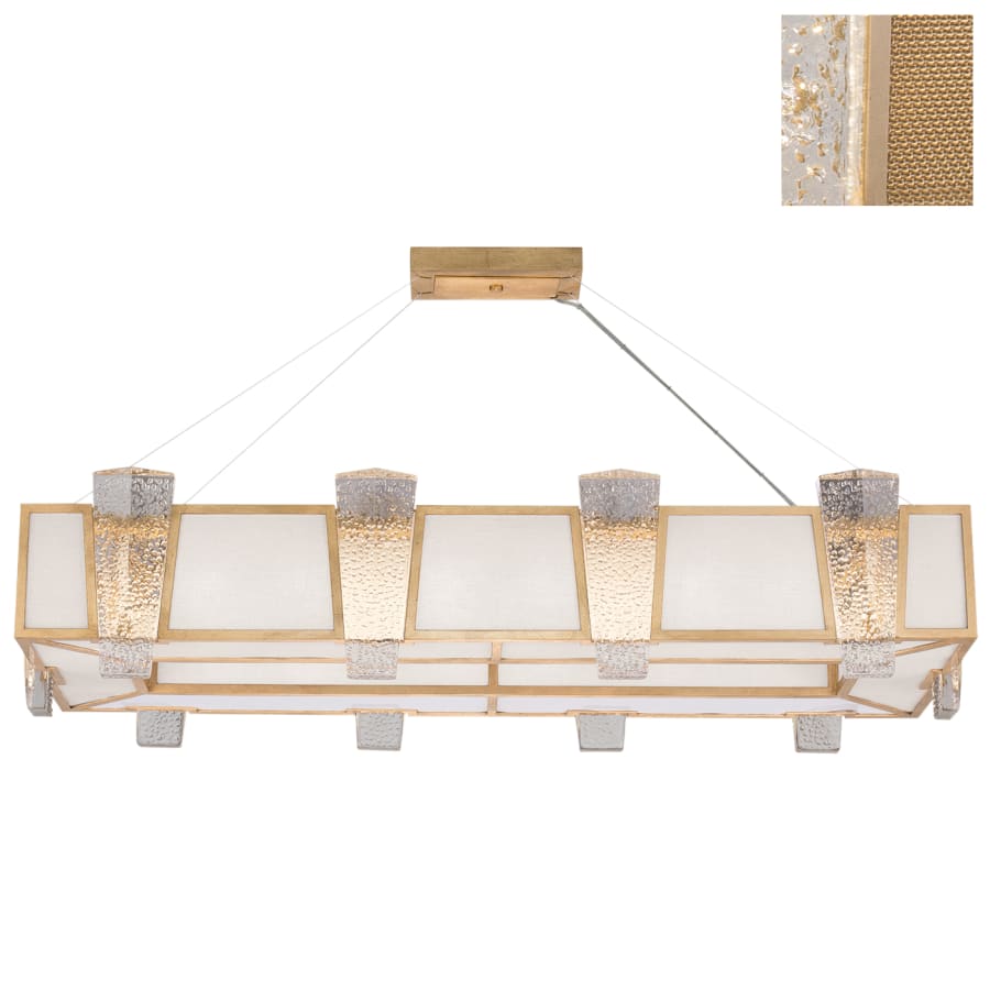 Fine Art Handcrafted Lighting Crownstone 16 Light 52" Wide Linear Chandelier with Linen Shade