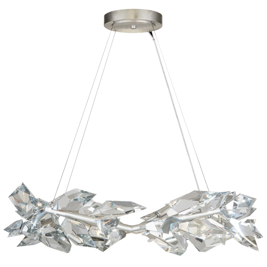 Fine Art Handcrafted Lighting Foret 34" Round Pendant with Hand-cut Faceted Crystal Leaves