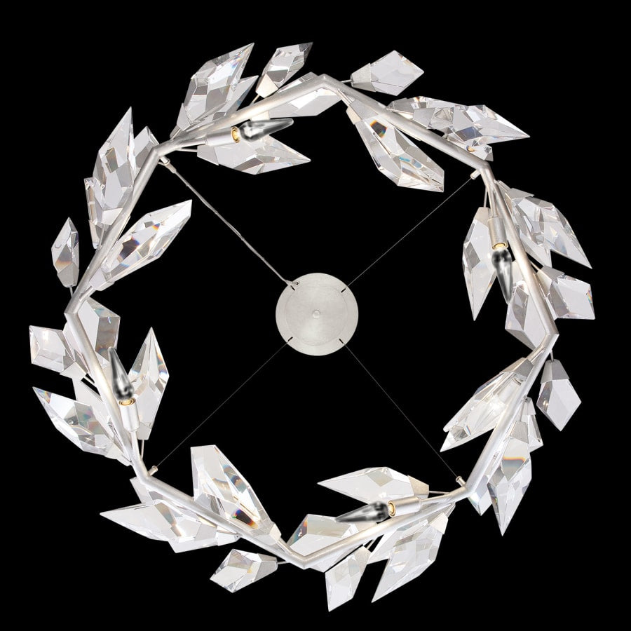 Fine Art Handcrafted Lighting Foret 34" Round Pendant with Hand-cut Faceted Crystal Leaves