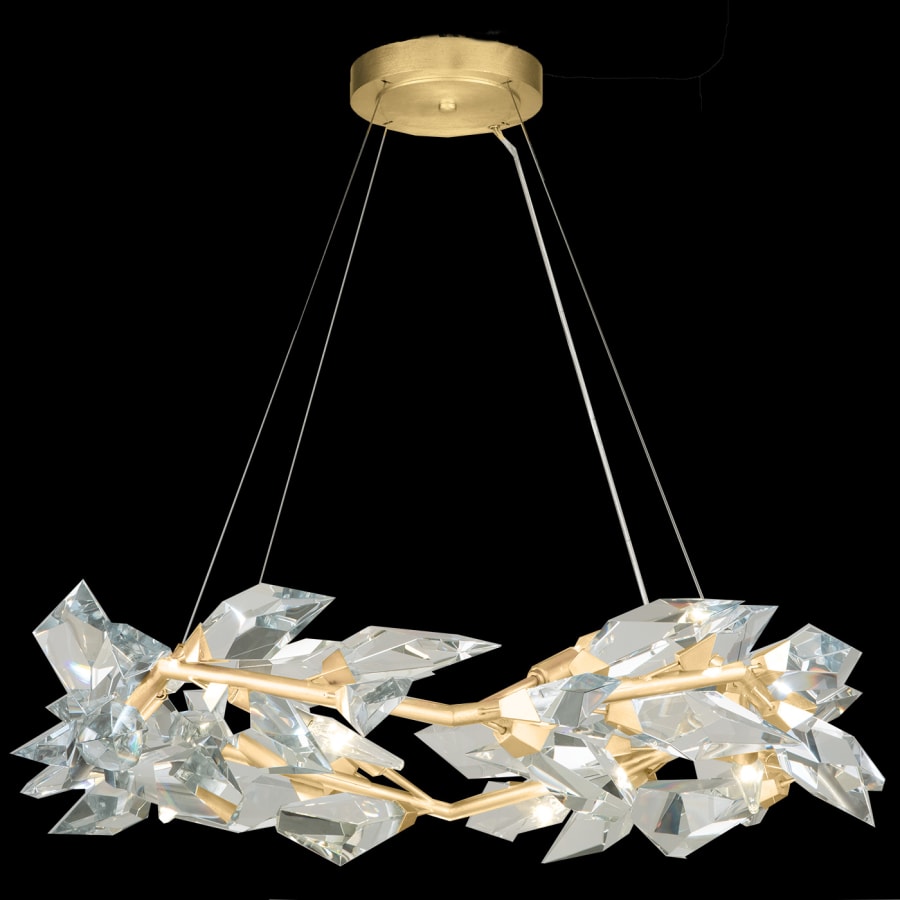 Fine Art Handcrafted Lighting Foret 34" Round Pendant with Hand-cut Faceted Crystal Leaves