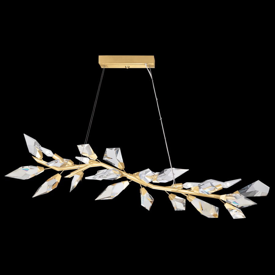 Fine Art Handcrafted Lighting Foret 48" Linear Pendant with Hand-cut Faceted Crystal Leaves