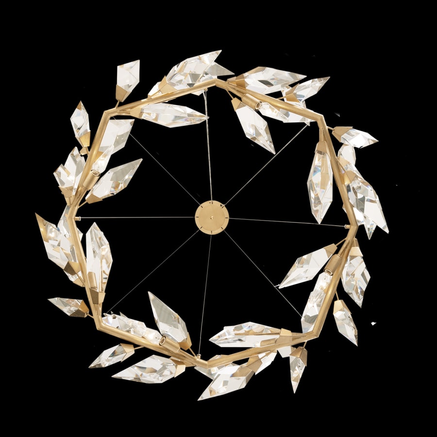 Fine Art Handcrafted Lighting Foret 55" Round Pendant with Hand-cut Faceted Crystal Leaves