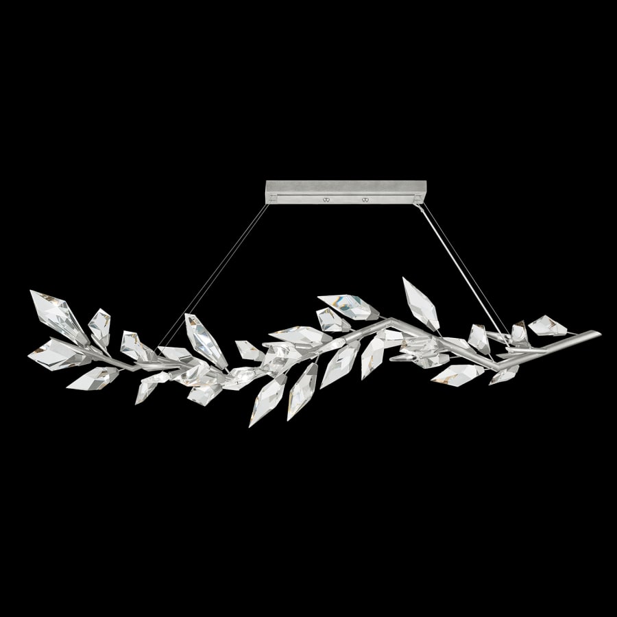Fine Art Handcrafted Lighting Foret 72" Linear Pendant with Hand-cut Faceted Crystal Leaves