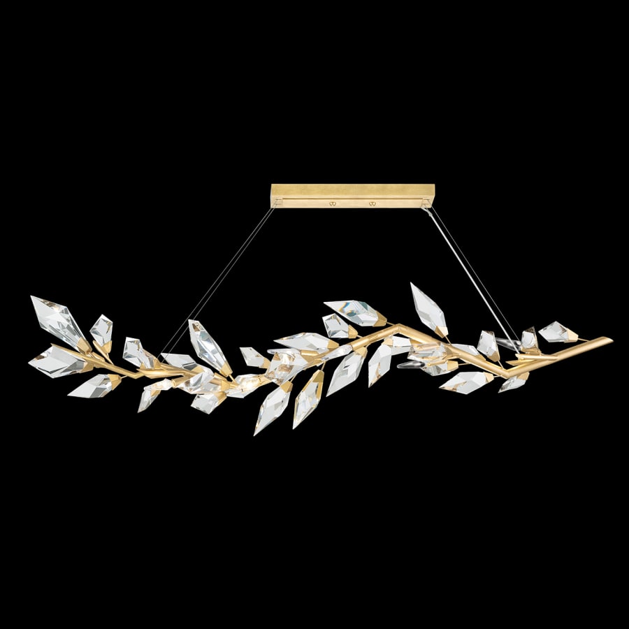 Fine Art Handcrafted Lighting Foret 72" Linear Pendant with Hand-cut Faceted Crystal Leaves