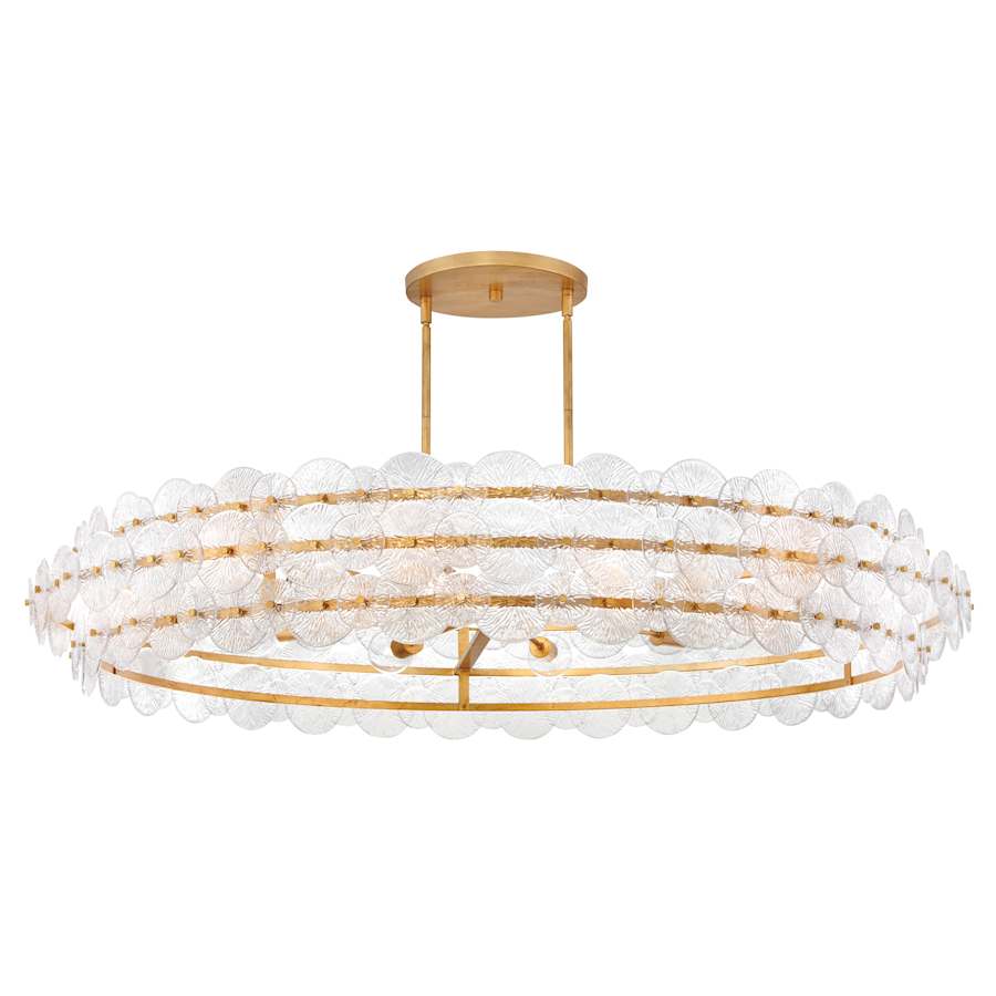 Fredrick Ramond Rene 10 Light 60" Wide Ring Chandelier with Pressed Glass Disks