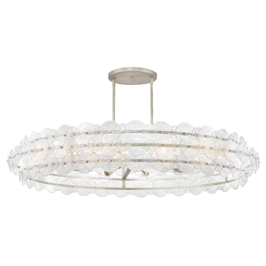 Fredrick Ramond Rene 10 Light 60" Wide Ring Chandelier with Pressed Glass Disks
