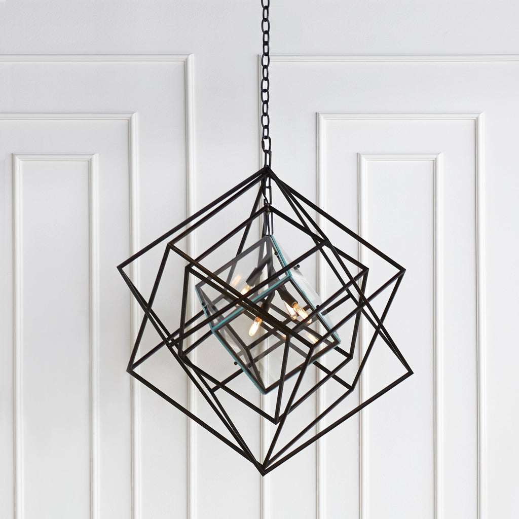 Geometric Glass Cube Pendant Chandelier