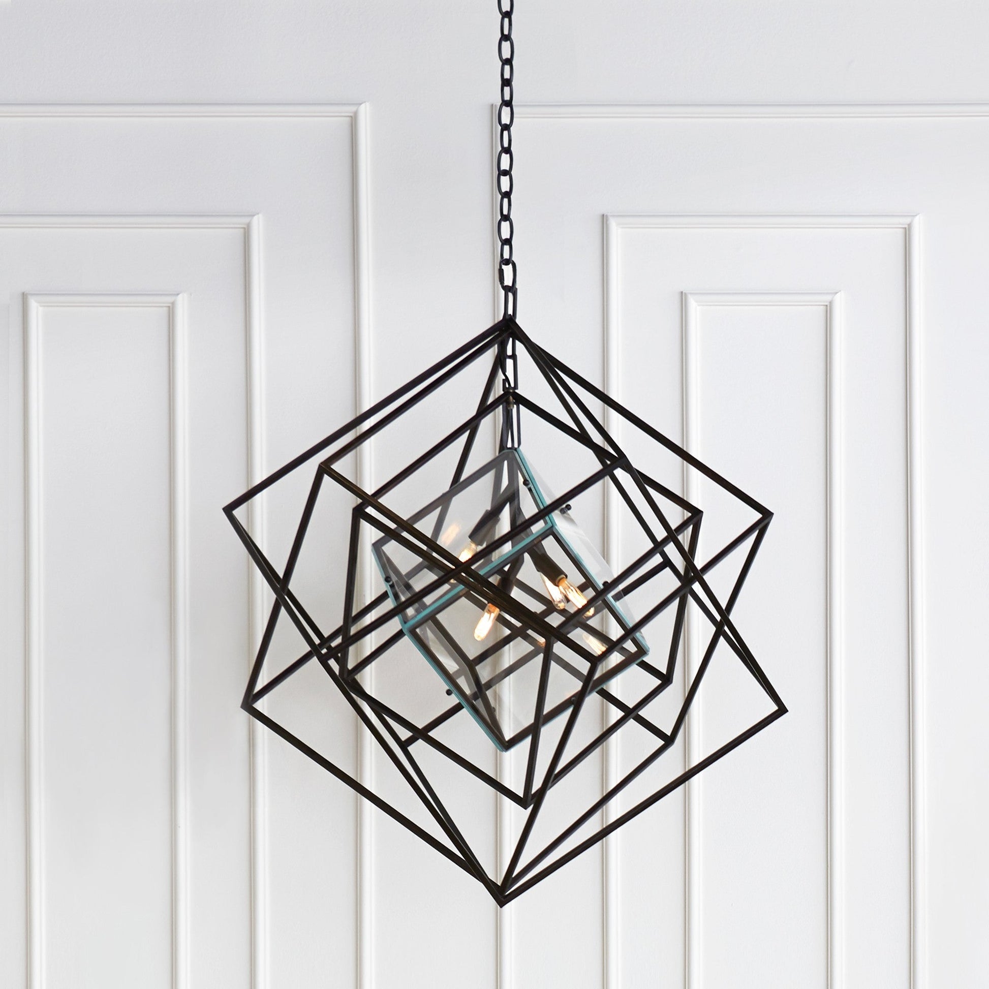 Geometric Glass Cube Pendant Chandelier