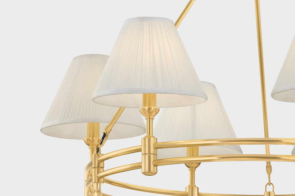 Heritage Brass Silk Shade Chandelier