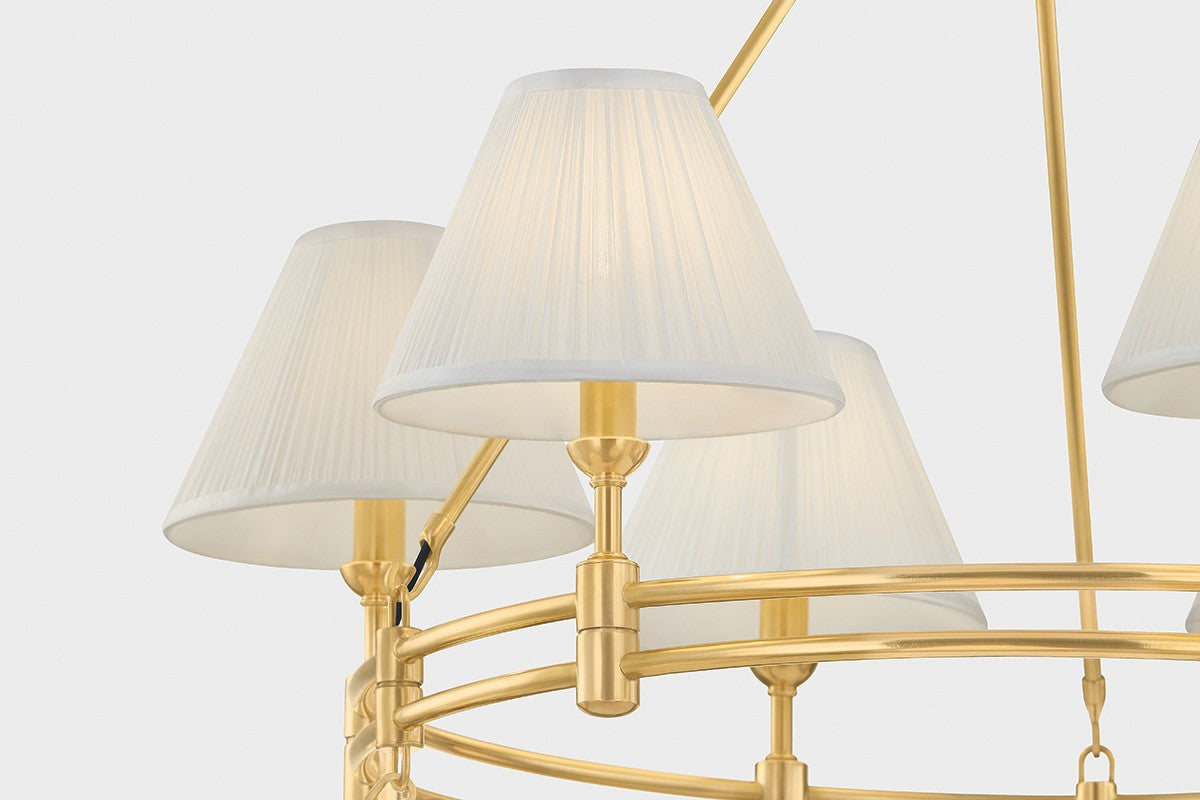 Heritage Brass Silk Shade Chandelier