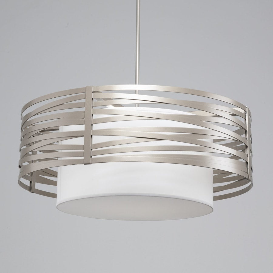 Hammerton Studio Tempest 4 Light 36" Wide Drum Chandelier - Medium (E26) with White Linen Inner and Finished to Match Metal Outer Shade