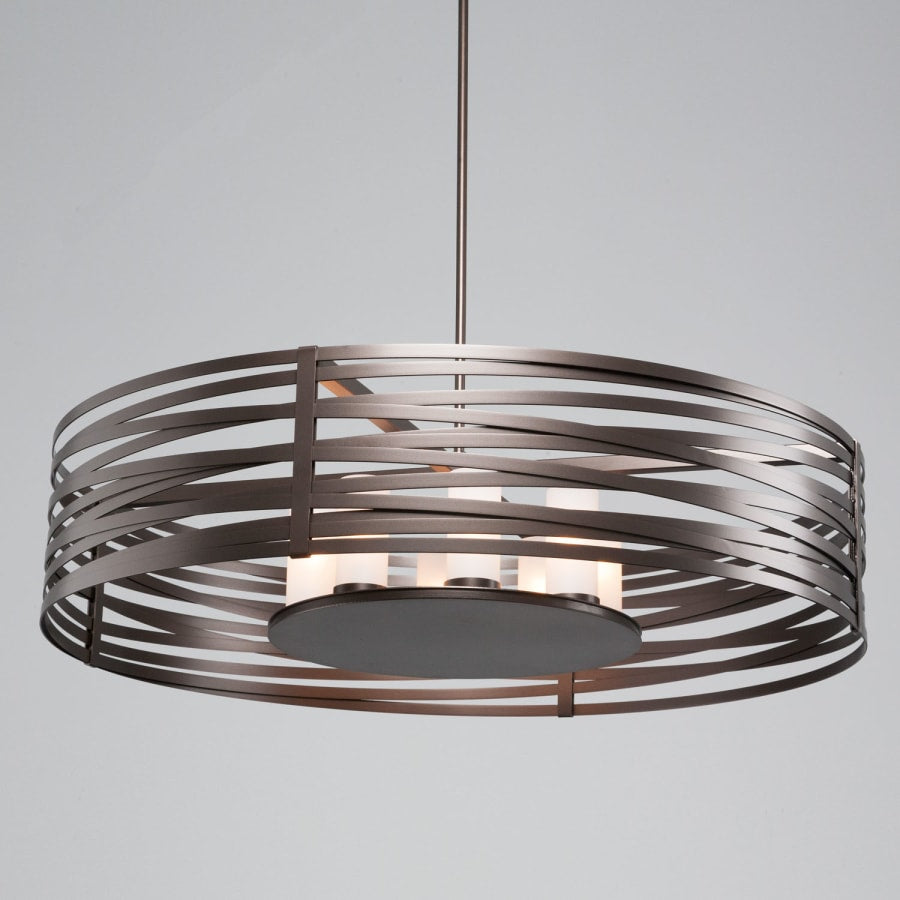 Hammerton Studio Tempest 8 Light 48" Wide Drum Chandelier - Medium (E26) with Frosted Glass Inner Shades and Finished to Match Outer Metal Shade