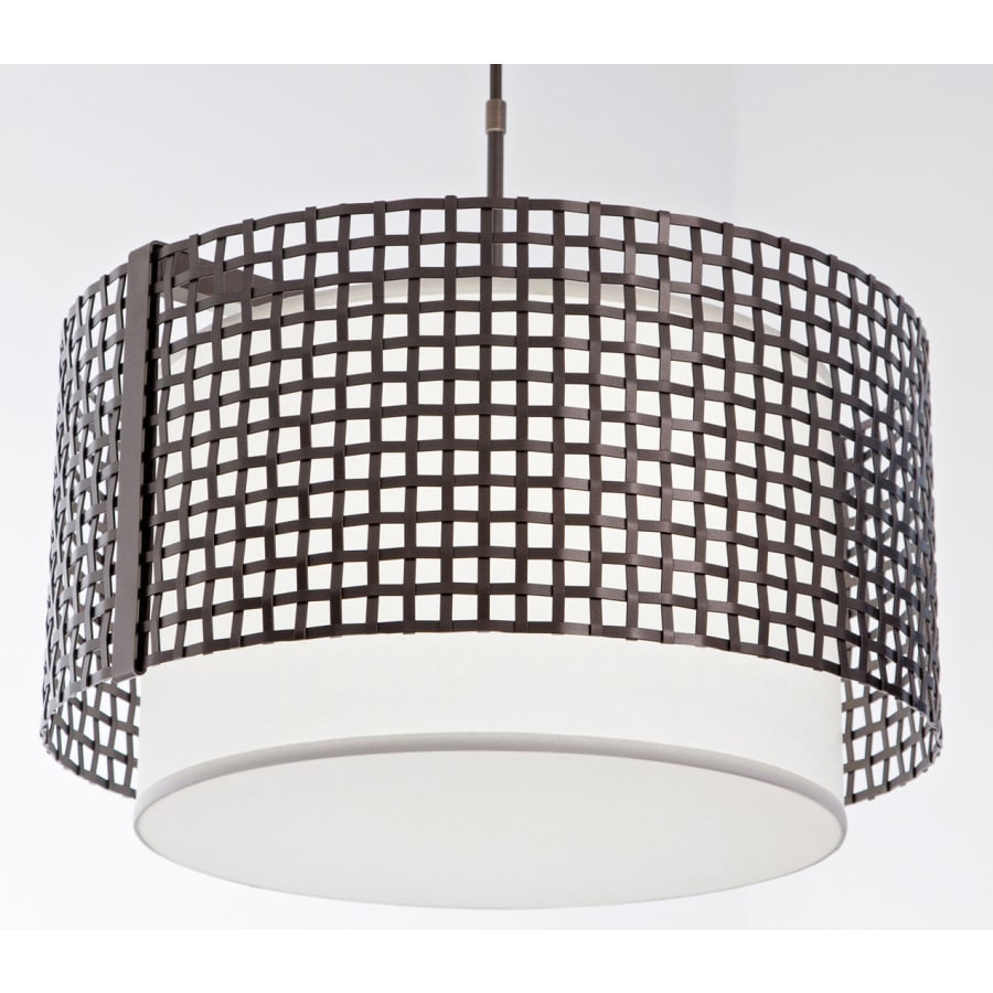 Hammerton Studio Tweed 4 Light 25" Wide Drum Chandelier - Medium (E26) with White Linen Inner and Finished to Match Metal Outer Shade