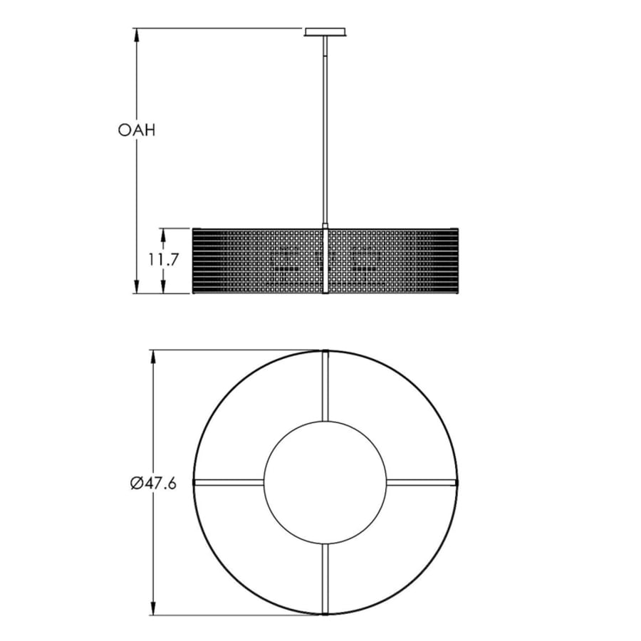 Hammerton Studio Tweed 8 Light 48" Wide Drum Chandelier - Medium (E26) with Frosted Glass Inner Shades and Finished to Match Outer Metal Shade