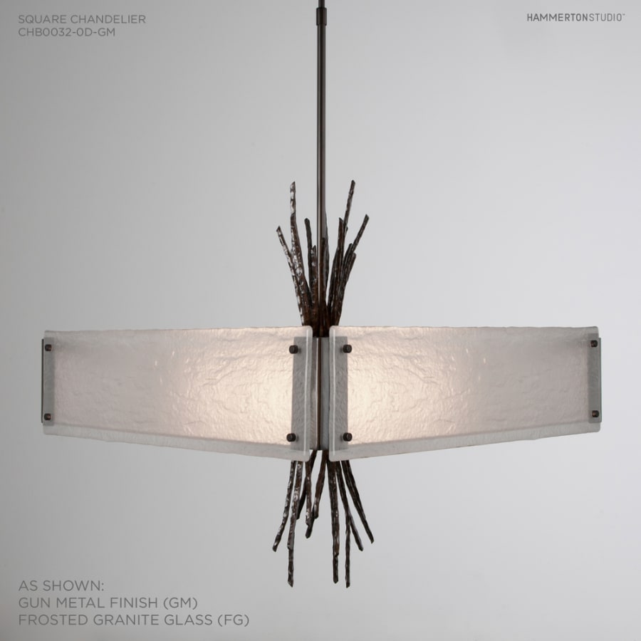 Hammerton Studio Ironwood 24" Wide Artisan Crafted Chandelier with Hand Textured Glass and Sculpted Steel