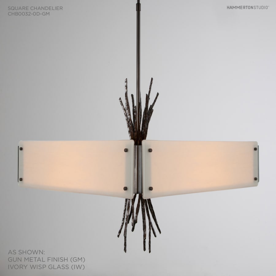 Hammerton Studio Ironwood 24" Wide Artisan Crafted Chandelier with Hand Textured Glass and Sculpted Steel