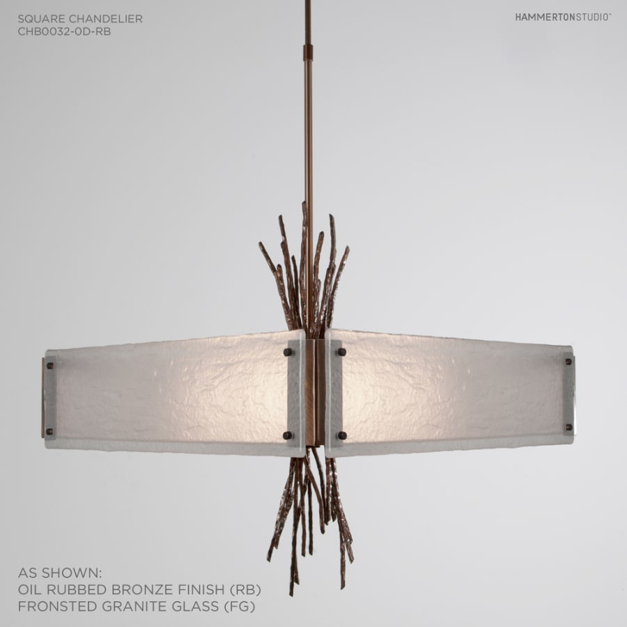 Hammerton Studio Ironwood 24" Wide Artisan Crafted Chandelier with Hand Textured Glass and Sculpted Steel