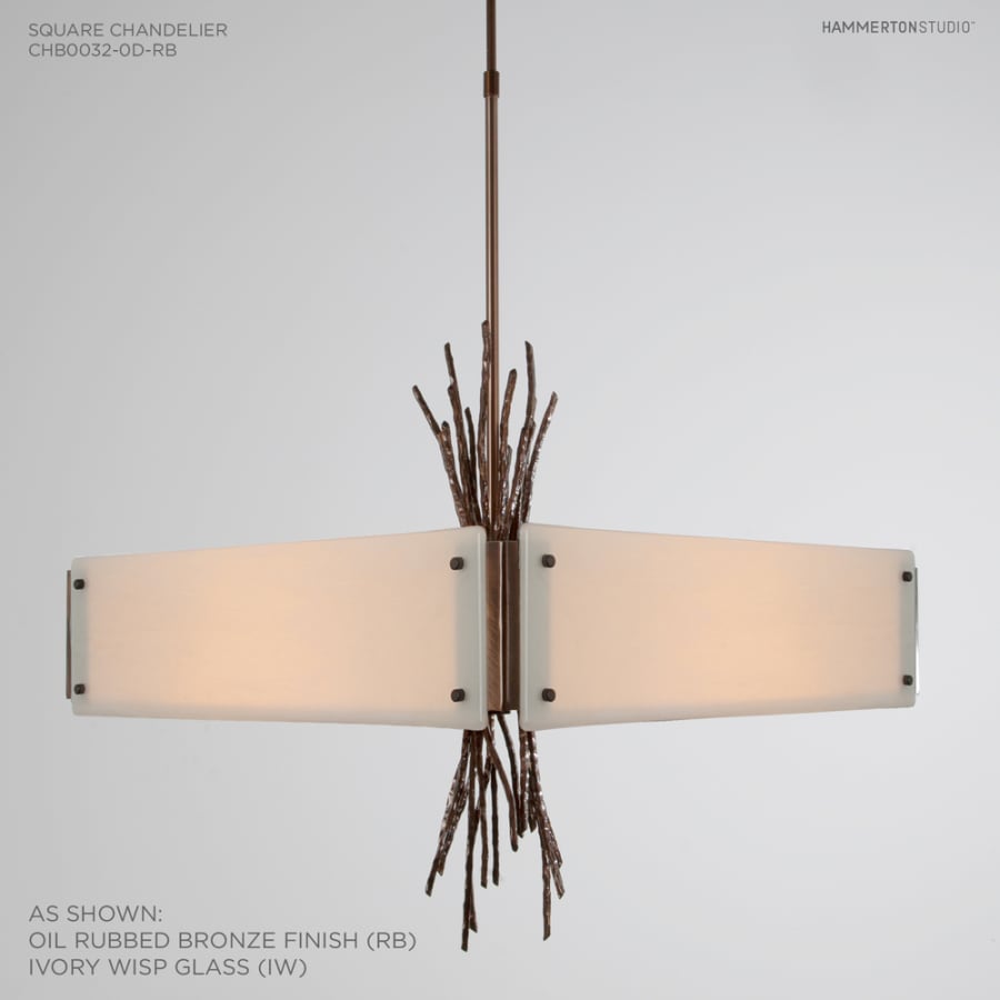 Hammerton Studio Ironwood 24" Wide Artisan Crafted Chandelier with Hand Textured Glass and Sculpted Steel