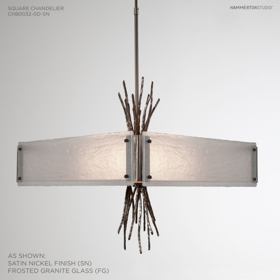 Hammerton Studio Ironwood 24" Wide Artisan Crafted Chandelier with Hand Textured Glass and Sculpted Steel