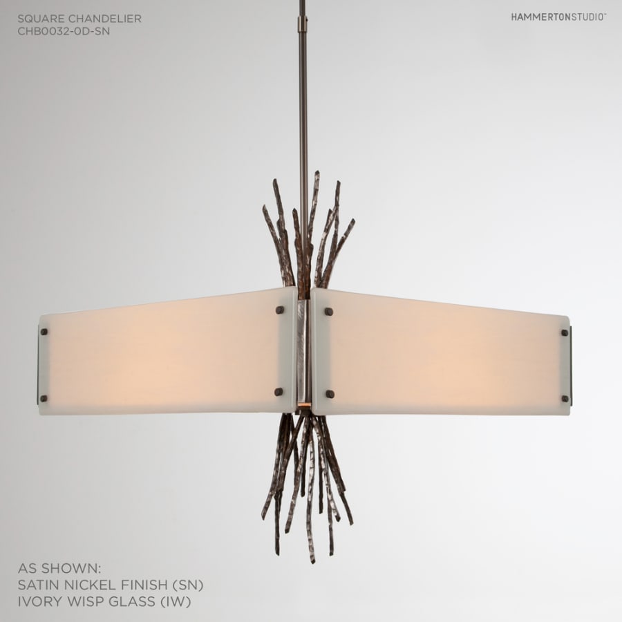 Hammerton Studio Ironwood 24" Wide Artisan Crafted Chandelier with Hand Textured Glass and Sculpted Steel