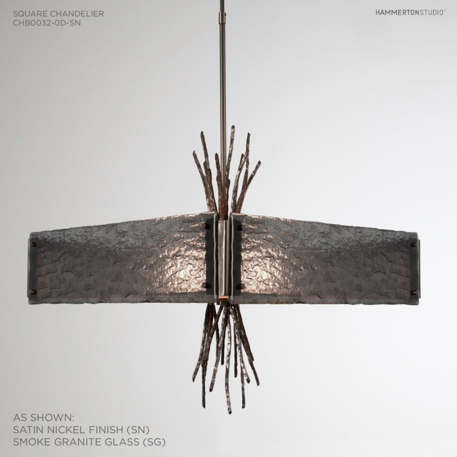 Hammerton Studio Ironwood 24" Wide Artisan Crafted Chandelier with Hand Textured Glass and Sculpted Steel