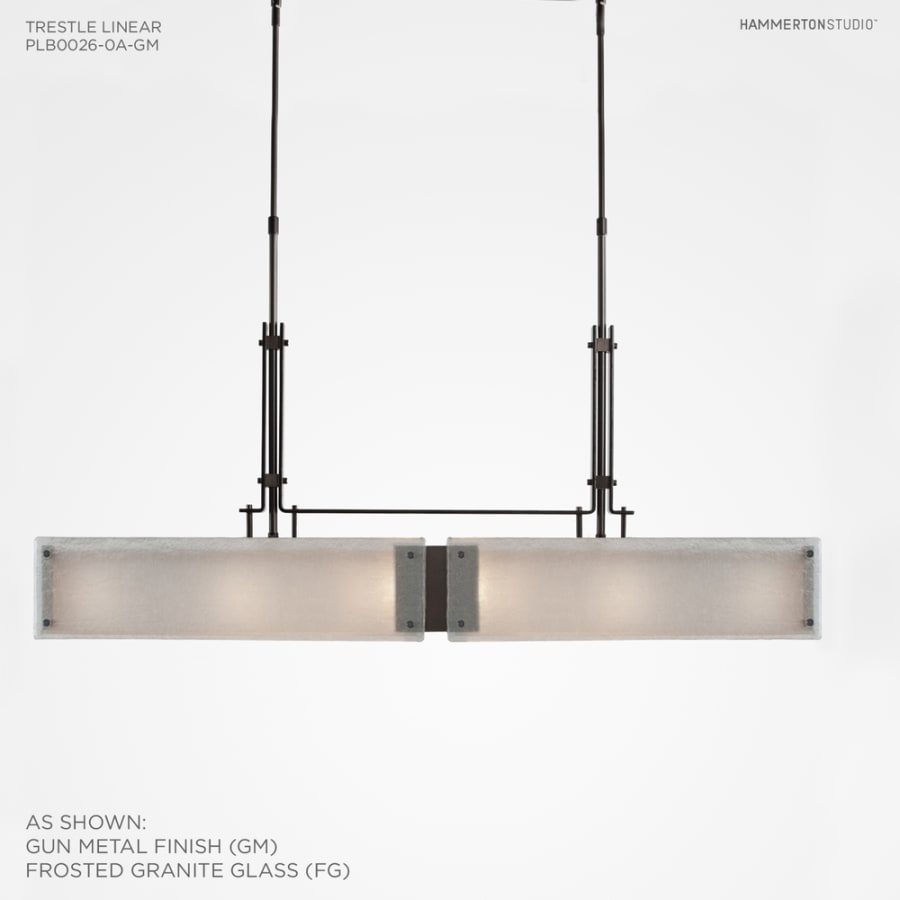 Hammerton Studio Urban Loft 44" Wide Artisan Crafted Linear Chandelier with Hand Textured Glass