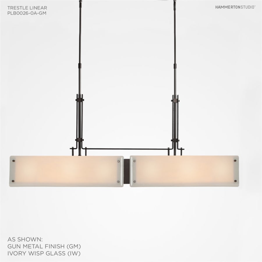 Hammerton Studio Urban Loft 44" Wide Artisan Crafted Linear Chandelier with Hand Textured Glass