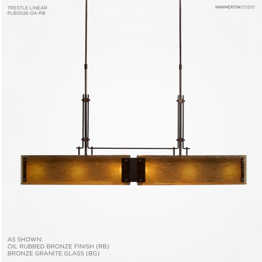 Hammerton Studio Urban Loft 44" Wide Artisan Crafted Linear Chandelier with Hand Textured Glass