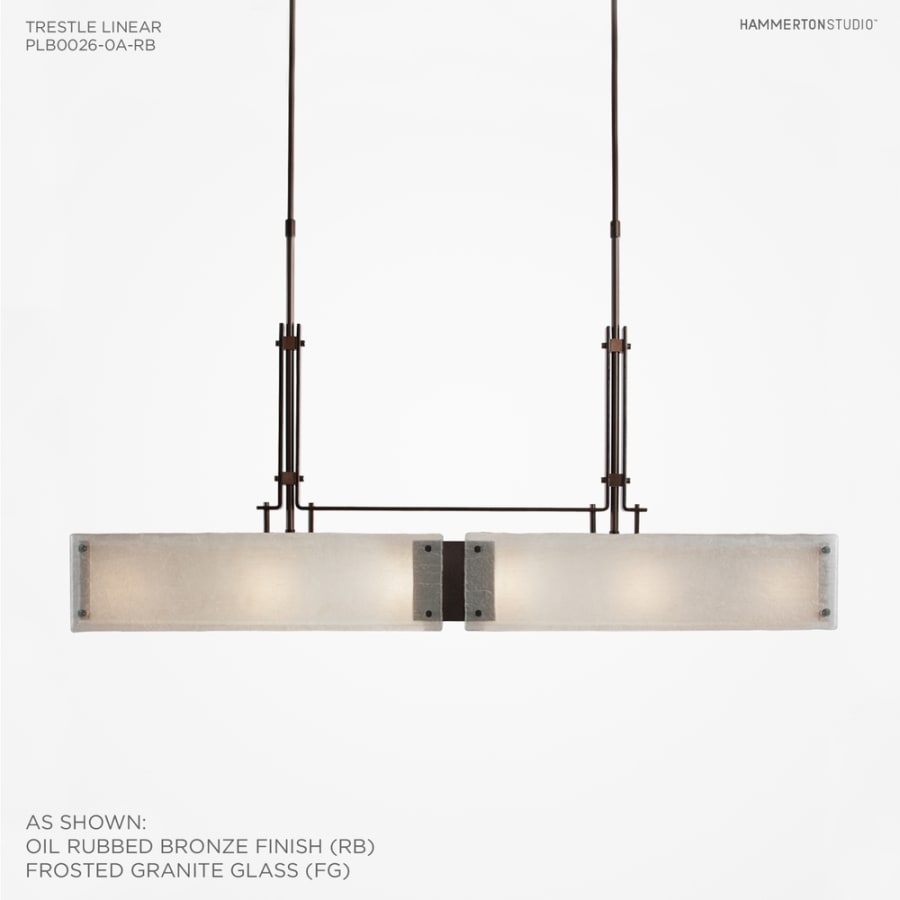 Hammerton Studio Urban Loft 44" Wide Artisan Crafted Linear Chandelier with Hand Textured Glass