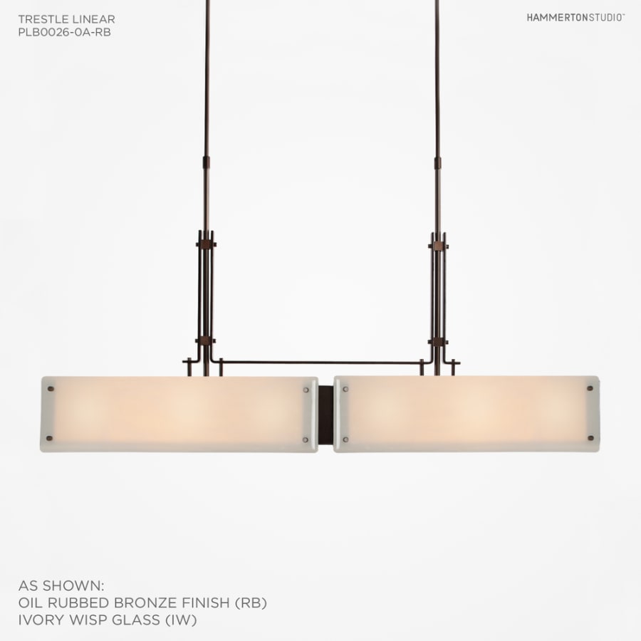 Hammerton Studio Urban Loft 44" Wide Artisan Crafted Linear Chandelier with Hand Textured Glass
