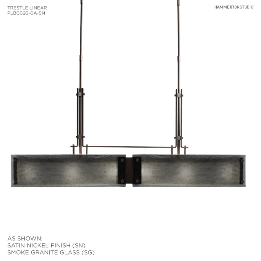 Hammerton Studio Urban Loft 44" Wide Artisan Crafted Linear LED Chandelier with Hand Textured Glass