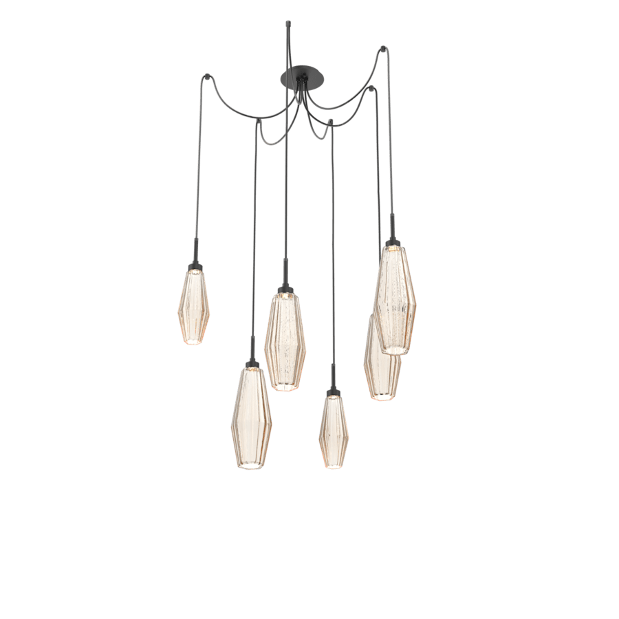 Hammerton Studio Aalto Swag 3-light Chandelier with Amber Glass