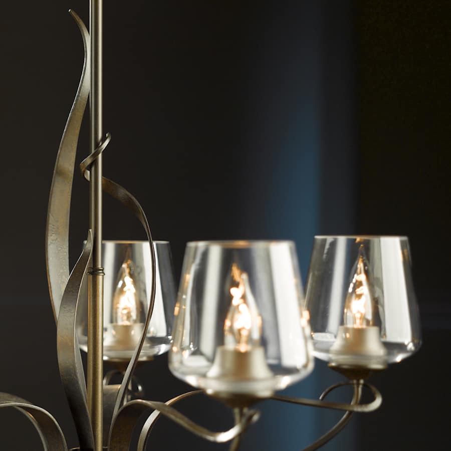 Hubbardton Forge Flora 5 Light 27" Wide Taper Candle Chandelier with Customizable Glass Shade