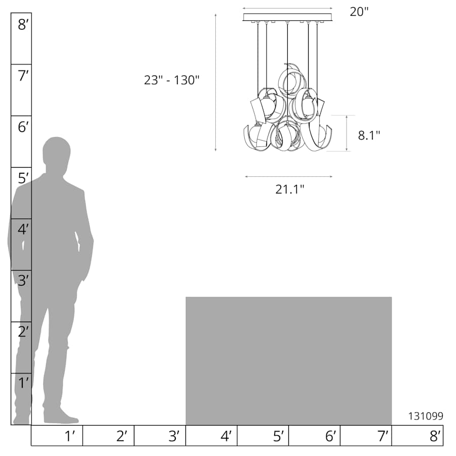 Hubbardton Forge Riza 9 Light 22" Wide Multi Light Pendant